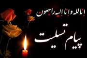 پیام تسلیت به سرکار خانم یگانه سیدصدری به مناسبت درگذشت پدر گرامی ایشان